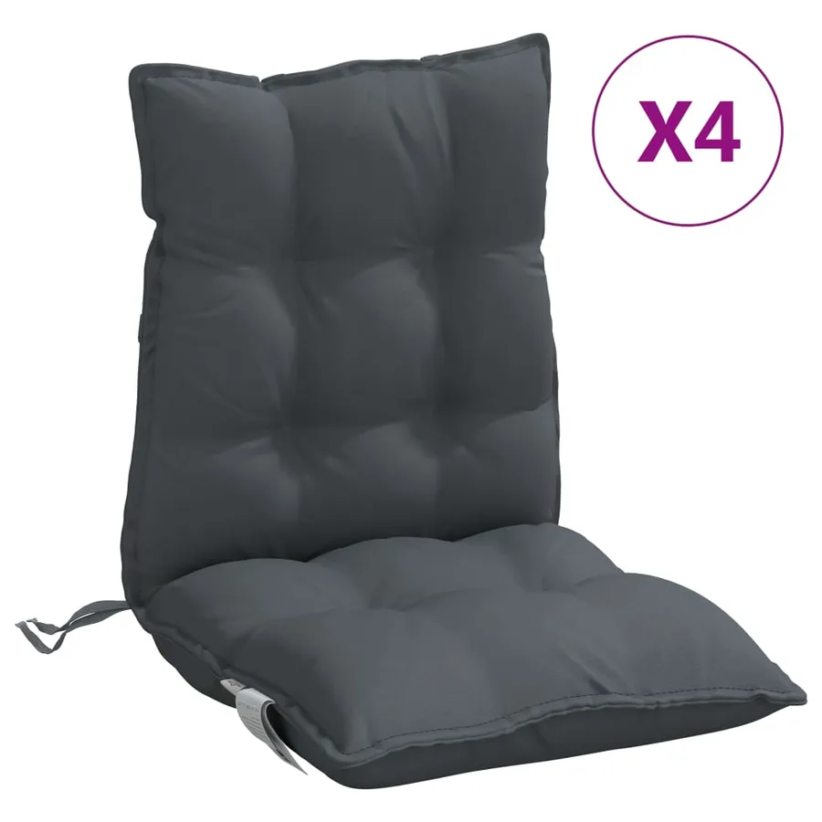 Coussins de chaise à dossier bas lot de 4 anthracite - 2
