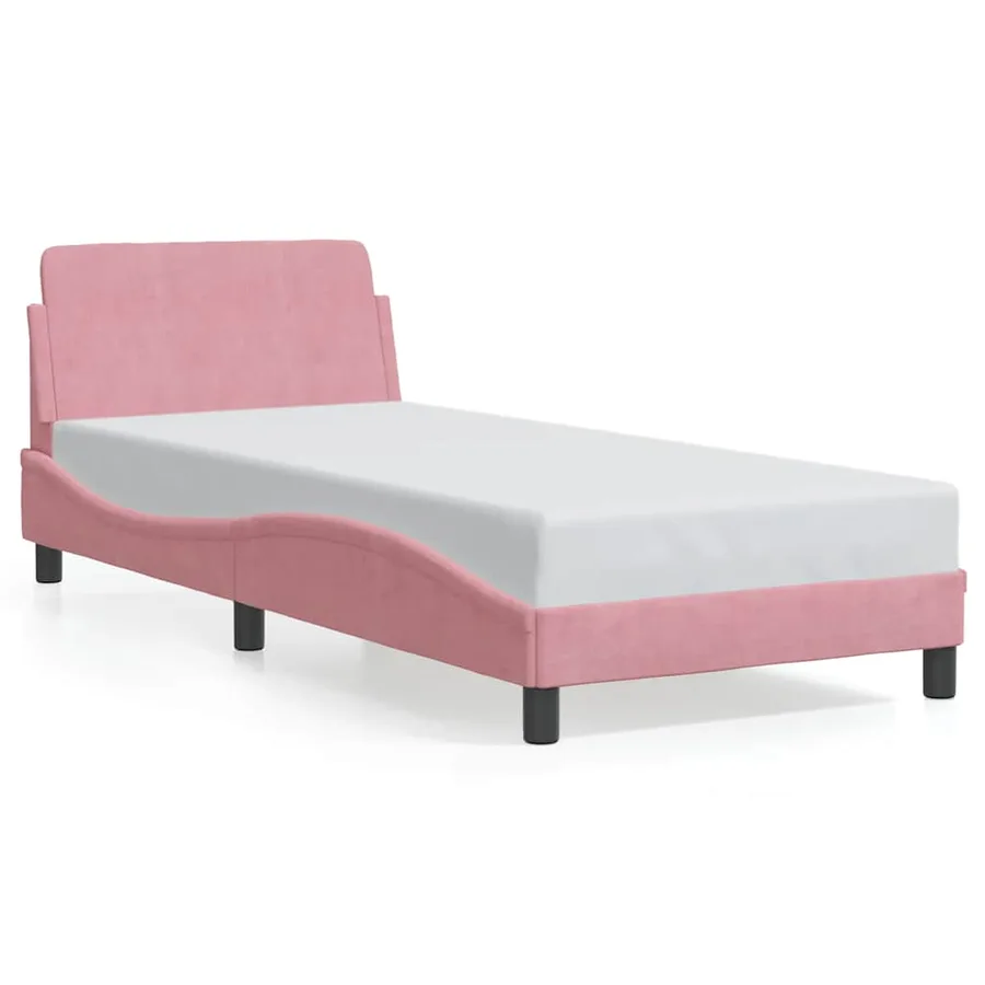 Cadre de lit avec tête de lit Dover rose 90x190 cm velours - 2