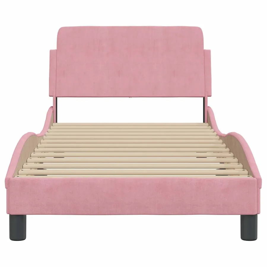 Cadre de lit avec tête de lit Dover rose 90x190 cm velours - 4
