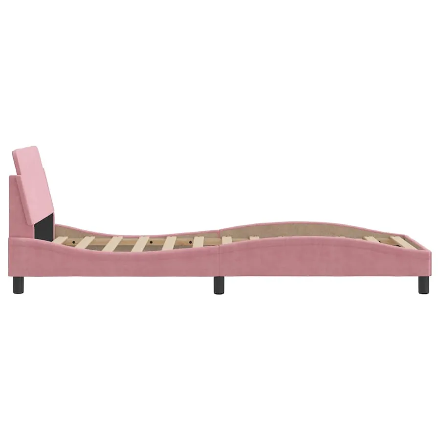 Cadre de lit avec tête de lit Dover rose 90x190 cm velours - 5