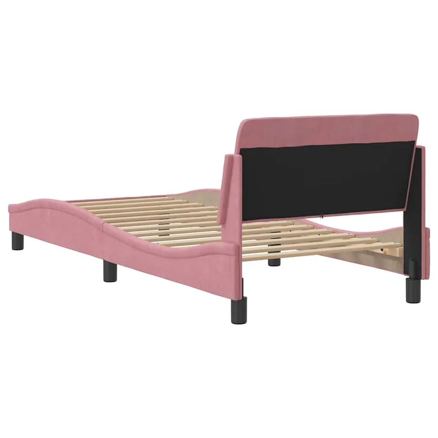 Cadre de lit avec tête de lit Dover rose 90x190 cm velours - 6