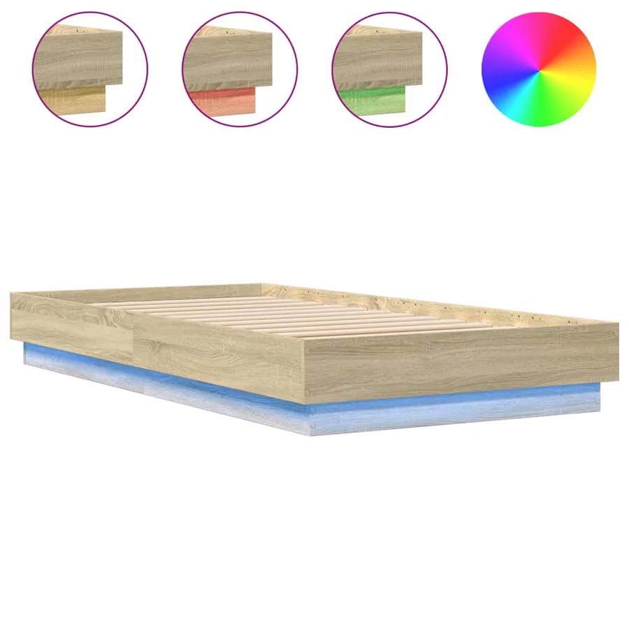 Cadre de lit sans matelas avec lumières LED 75x190 cm - 2