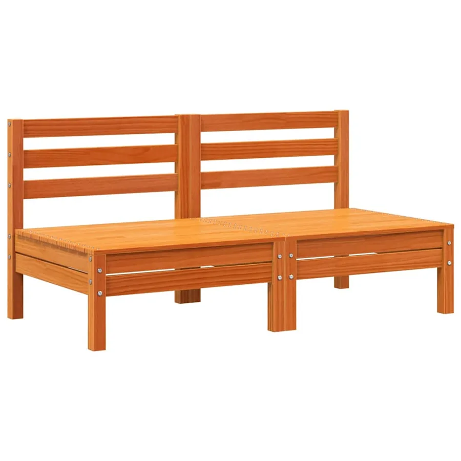 Canapés de jardin sans accoudoirs 2 pcs cire marron bois massif - 2