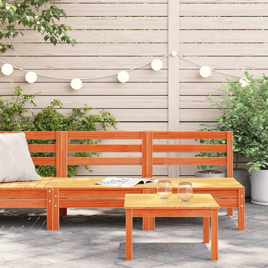 Canapés de jardin sans accoudoirs 2 pcs cire marron bois massif - 3