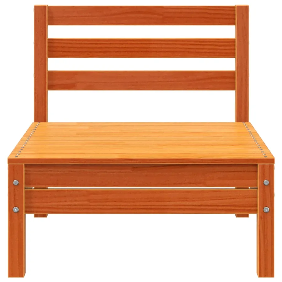 Canapés de jardin sans accoudoirs 2 pcs cire marron bois massif - 5