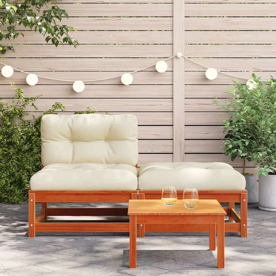 Canapé de jardin sans accoudoirs avec coussins et repose-pieds - 3