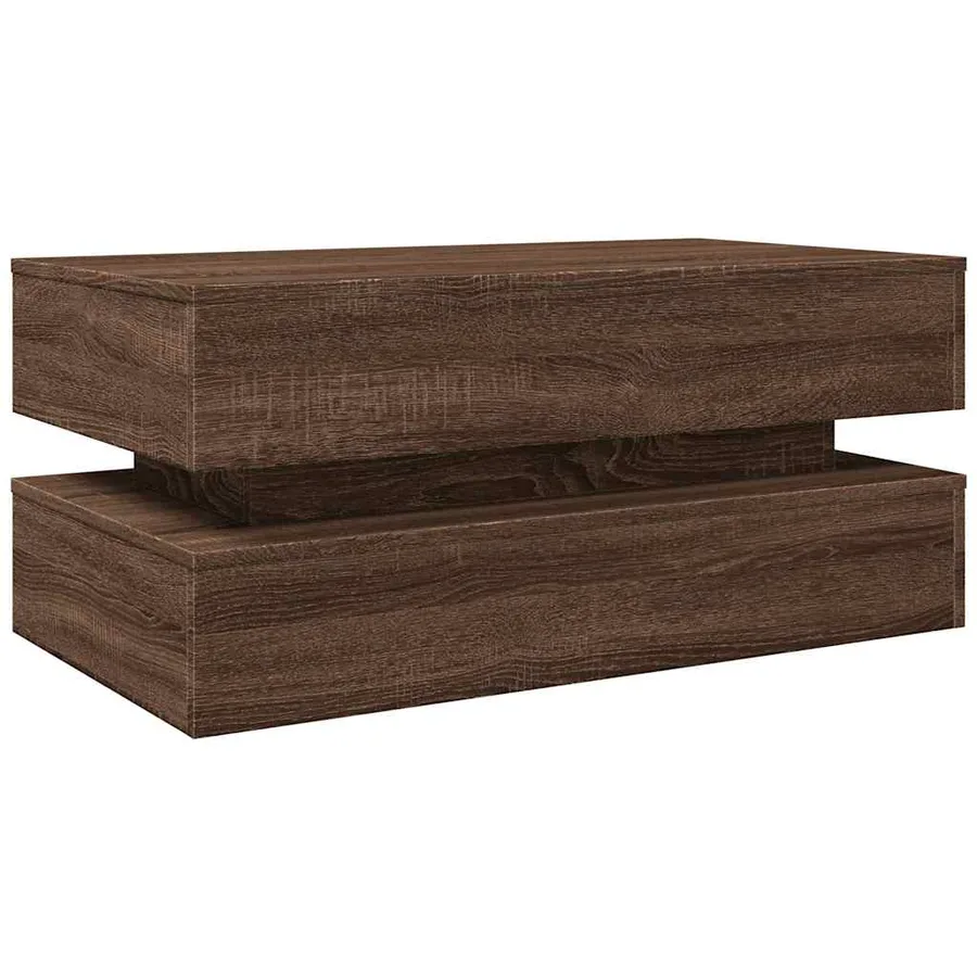 Table basse avec lumières LED chêne marron 90x50x40 cm - 3
