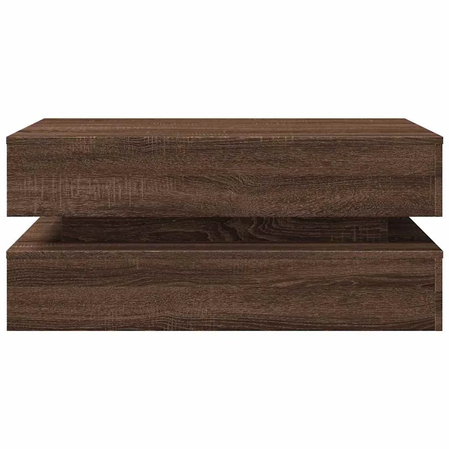Table basse avec lumières LED chêne marron 90x50x40 cm - 7