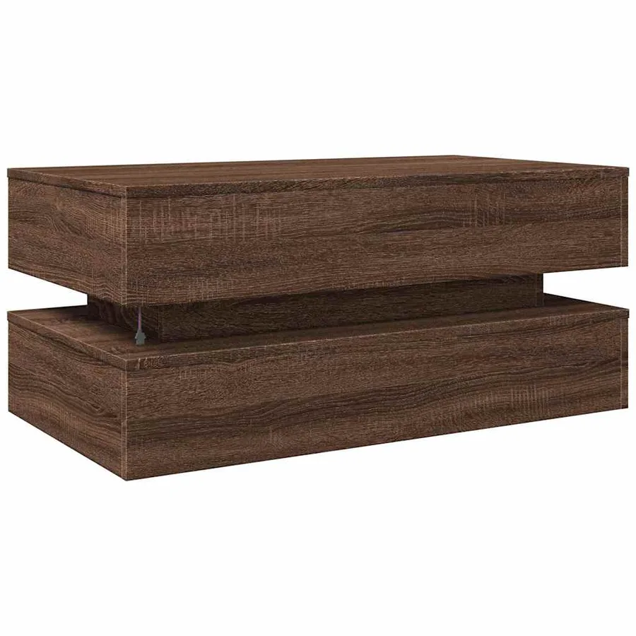 Table basse avec lumières LED chêne marron 90x50x40 cm - 9