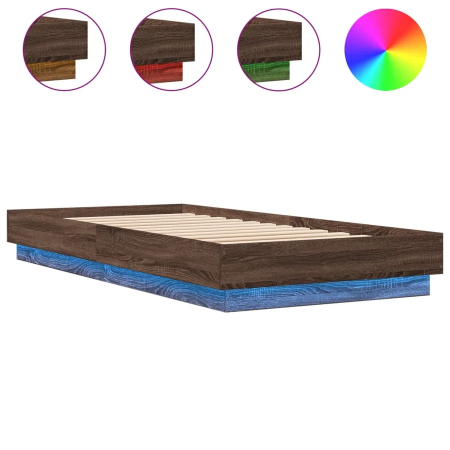 Cadre de lit sans matelas avec lumières LED 90x200 cm - 2