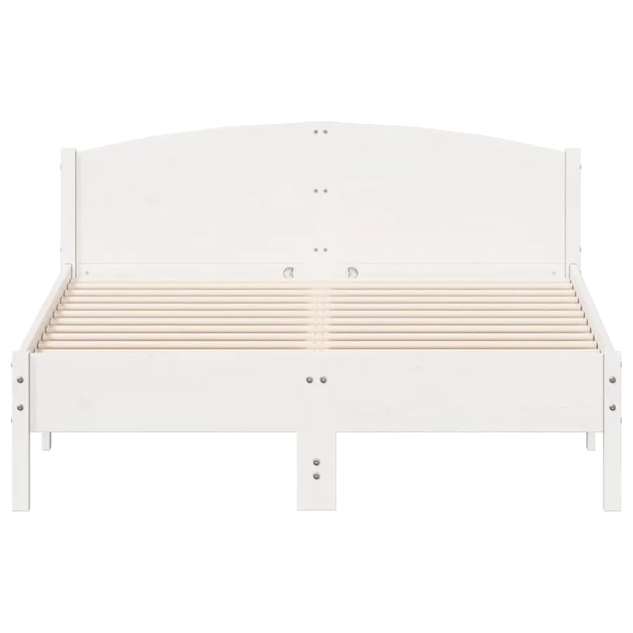 Cadre de lit sans matelas blanc 140x190 cm bois de pin massif - 4