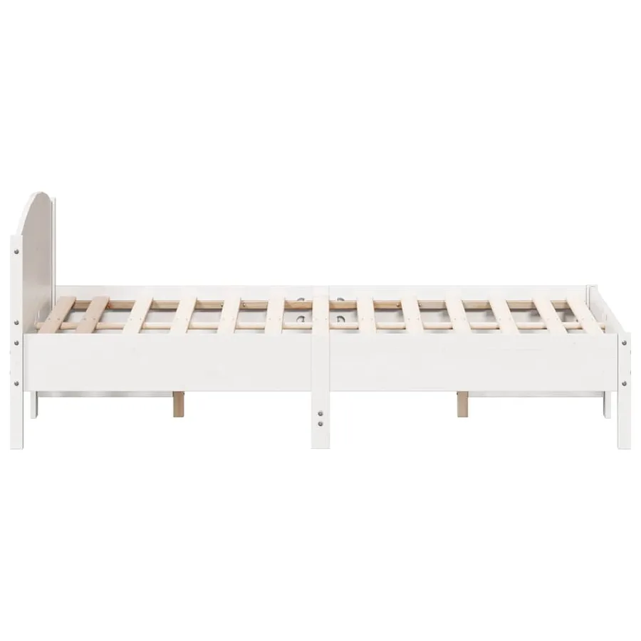 Cadre de lit sans matelas blanc 140x190 cm bois de pin massif - 5