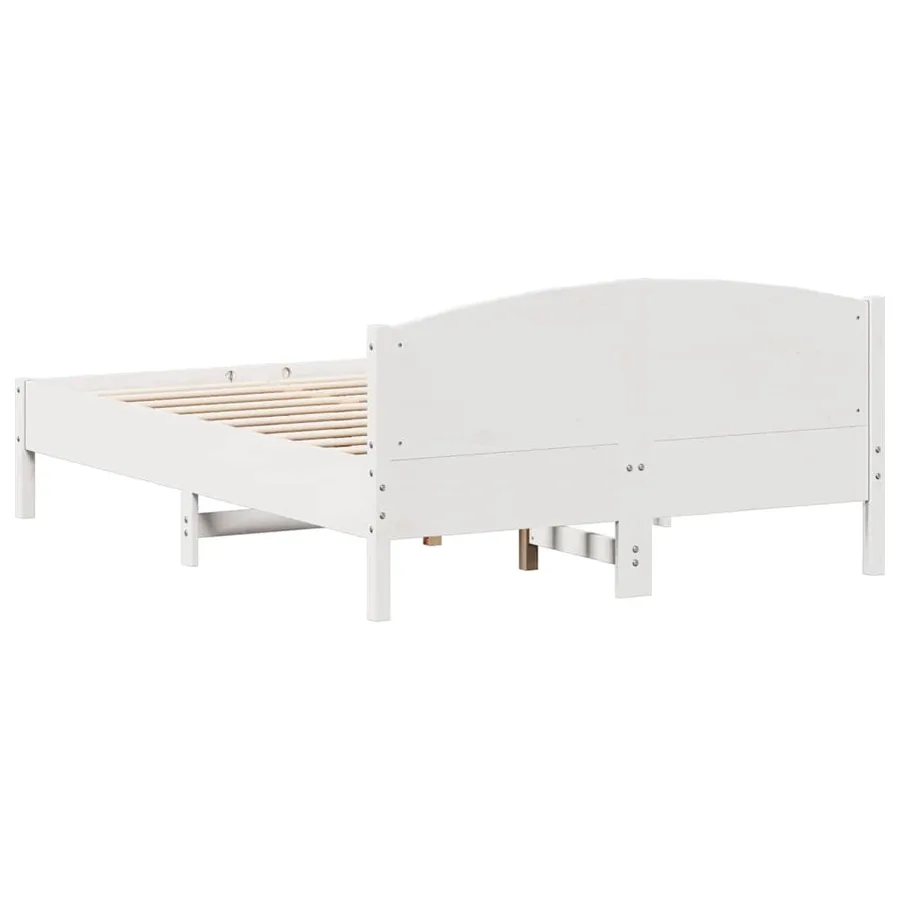 Cadre de lit sans matelas blanc 140x190 cm bois de pin massif - 6