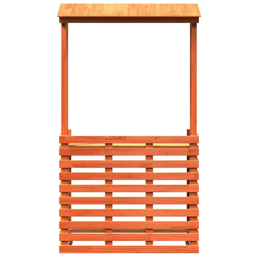 Table de bar d'extérieur avec toit marron bois massif - 4
