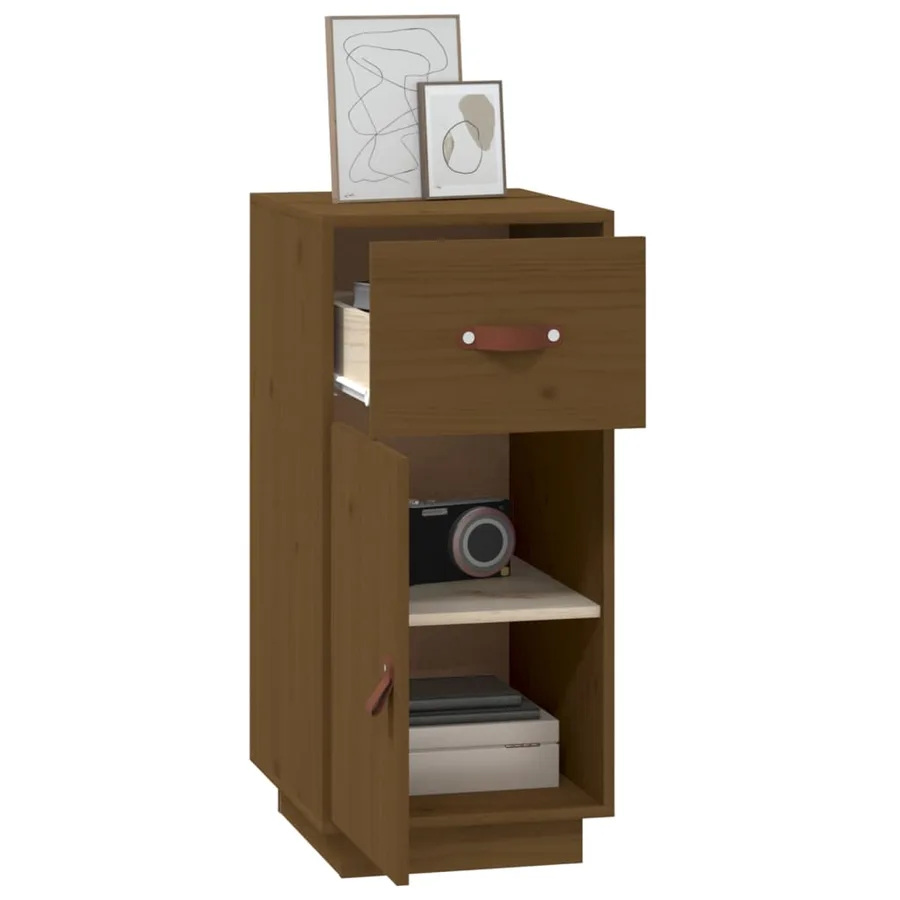 Buffet Marron miel 34x40x75 cm Bois massif de pin - 5