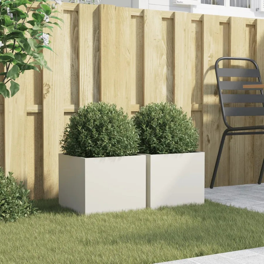Jardinières 2 pcs blanc 32x30x29 cm acier - 3