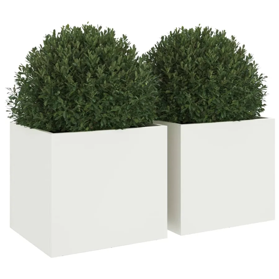 Jardinières 2 pcs blanc 32x30x29 cm acier - 4