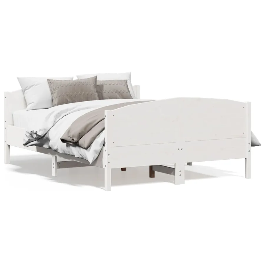 Cadre de lit avec tête de lit blanc 120x200 cm bois pin massif