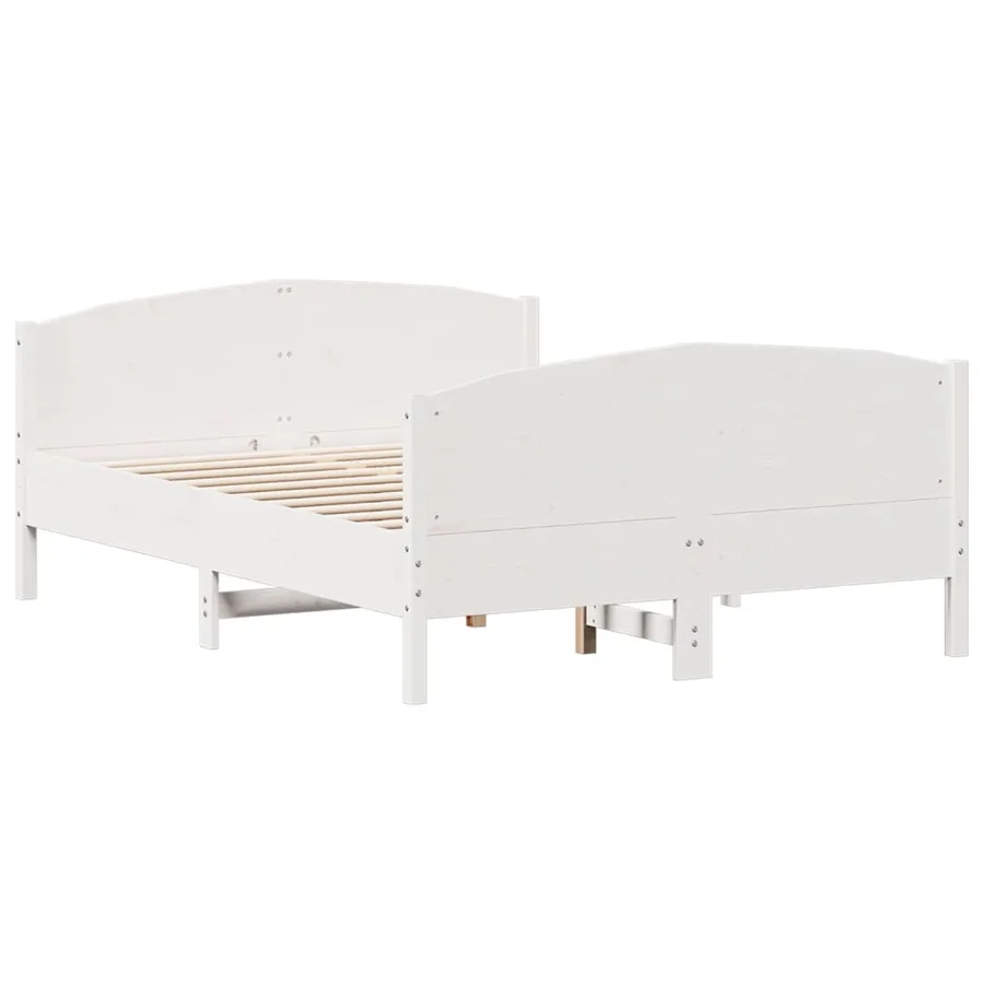 Cadre de lit avec tête de lit blanc 120x200 cm bois pin massif - 6
