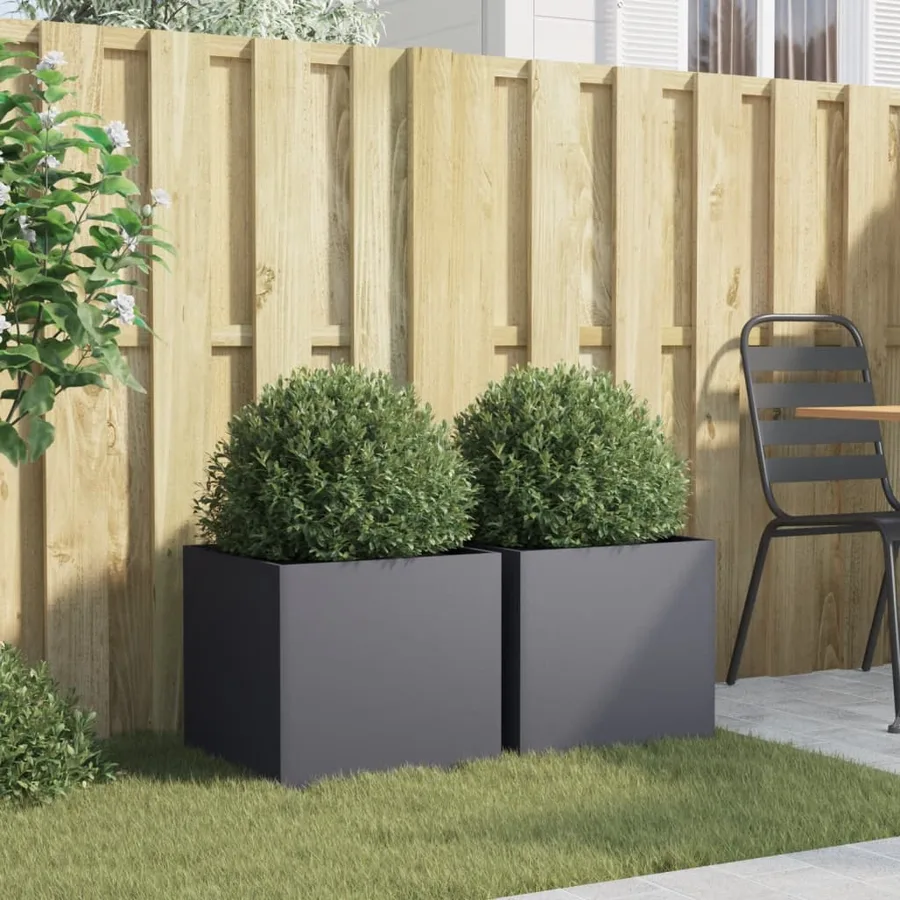 Jardinières 2 pcs anthracite 42x40x39 cm acier - 3