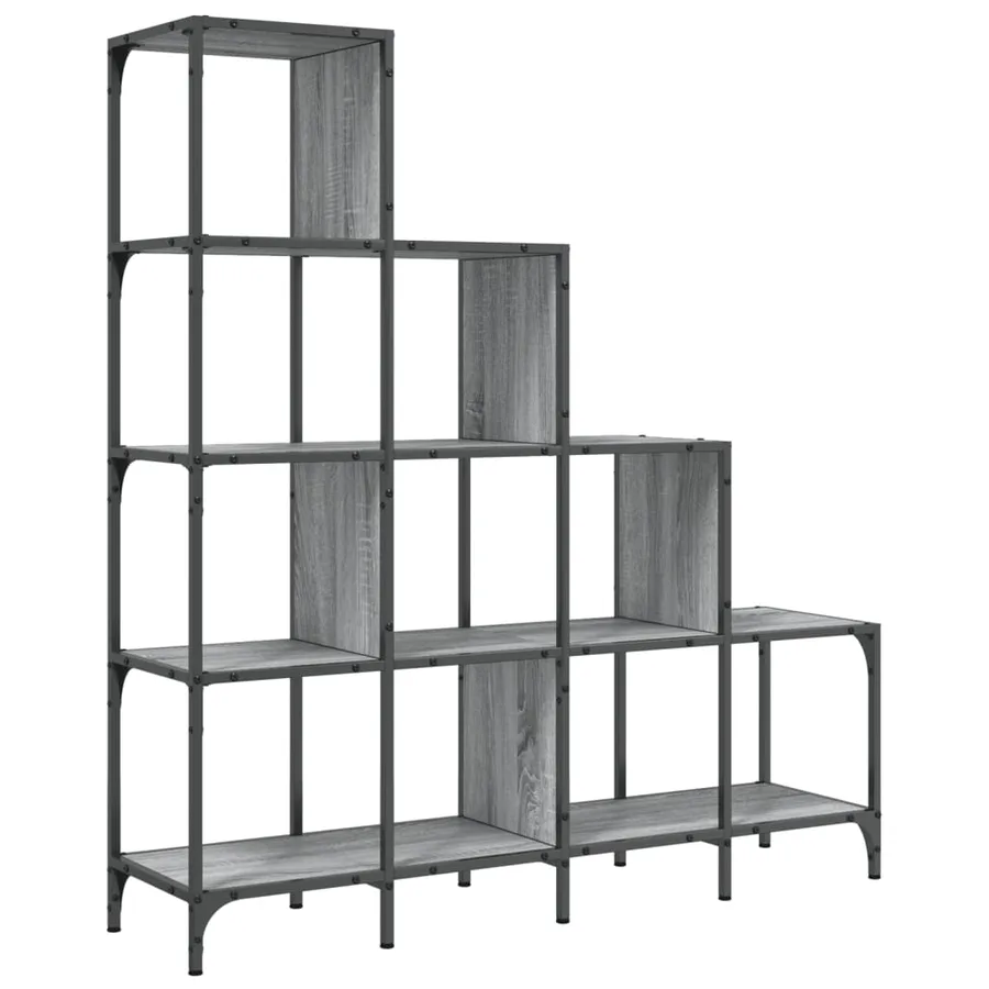 Bibliothèque sonoma gris 122x30x132 cm bois ingénierie et métal - 7