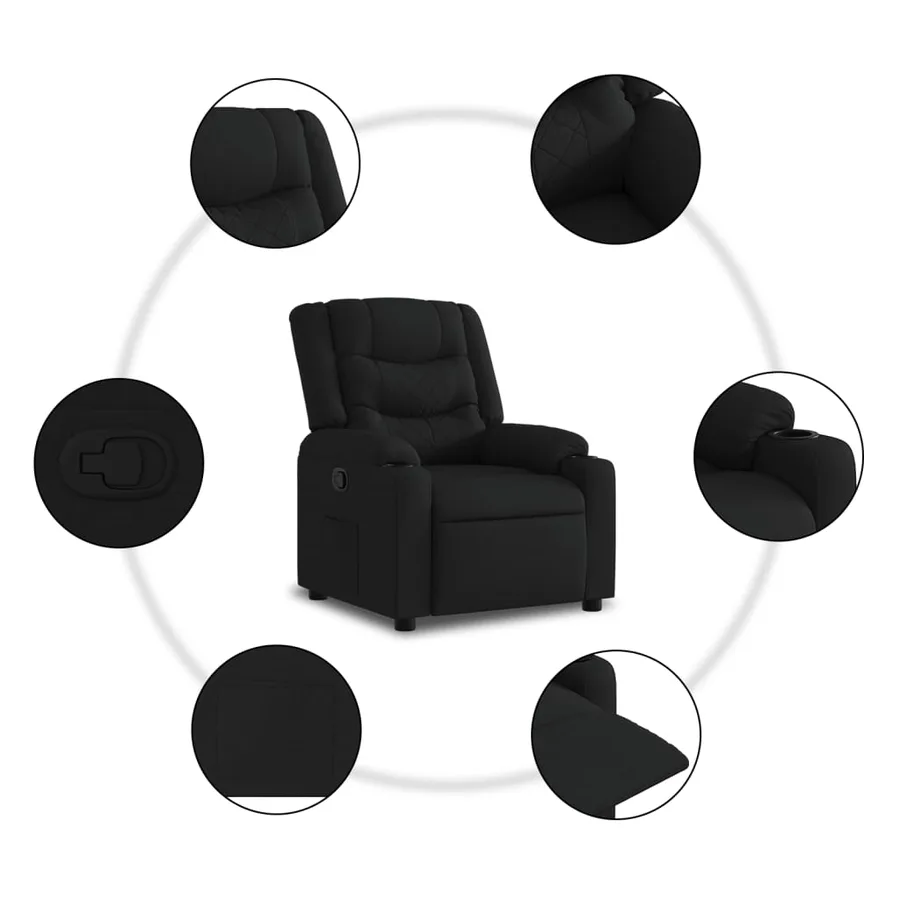 Fauteuil inclinable noir tissu - 8