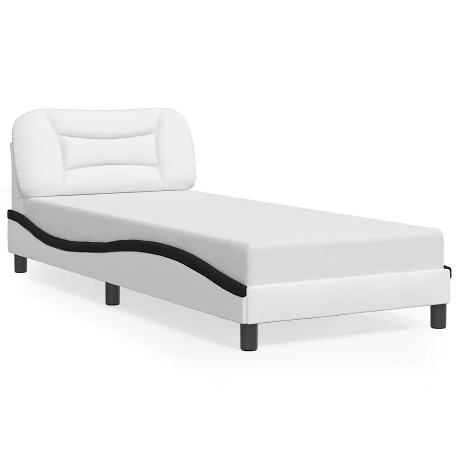 Cadre de lit sans matelas Hvar blanc et noir 90x190 cm similicuir - 2