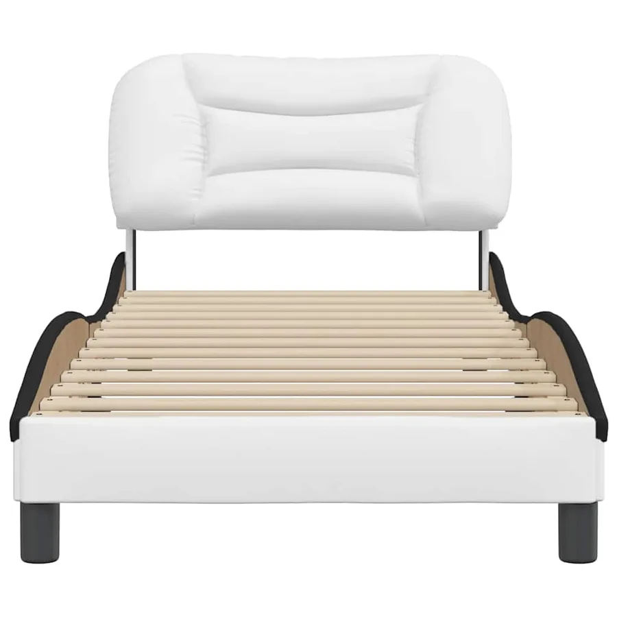 Cadre de lit sans matelas Hvar blanc et noir 90x190 cm similicuir - 4