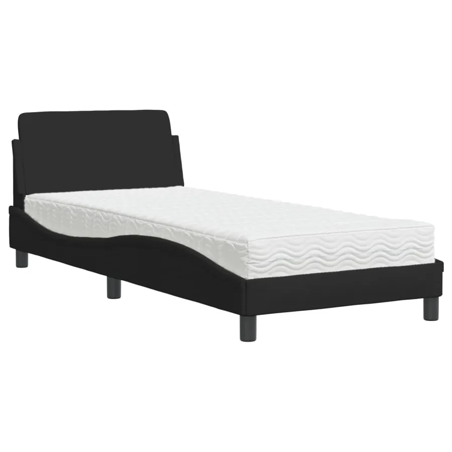 Lit avec matelas Dover noir 90x190 cm tissu - 2