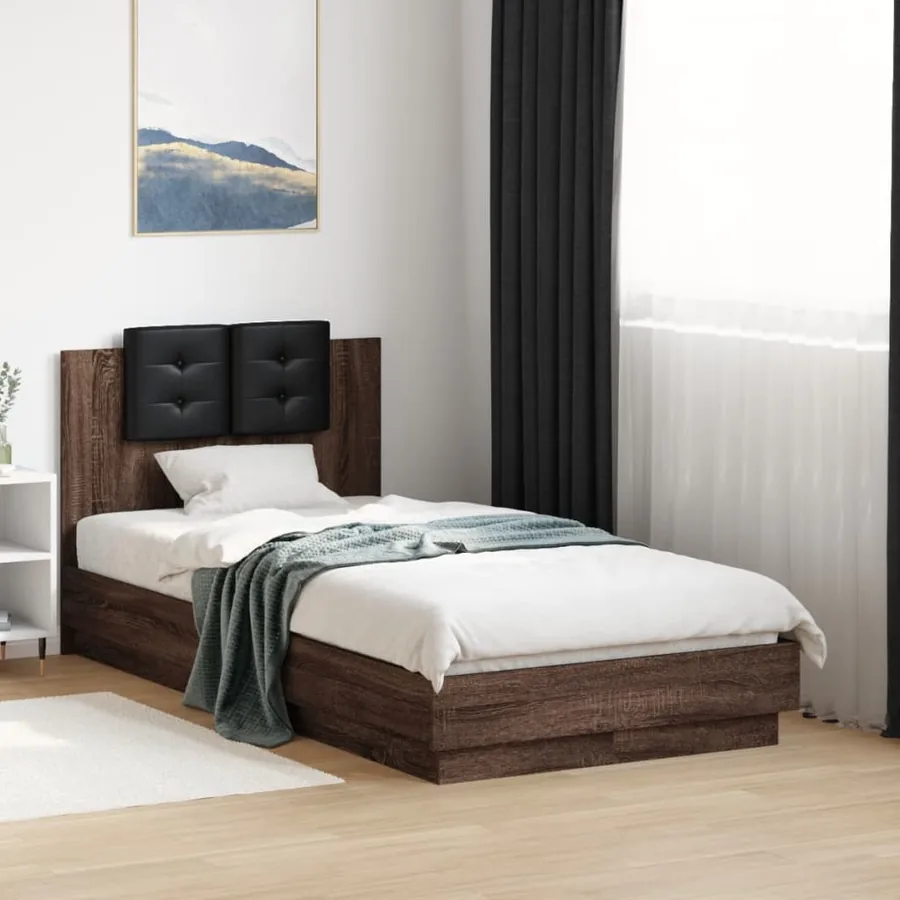 Cadre de lit sans matelas chêne marron 75x190 cm