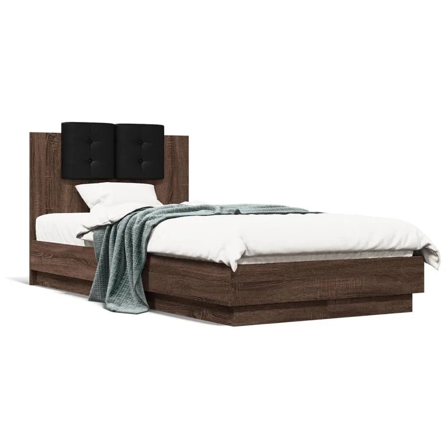 Cadre de lit sans matelas chêne marron 75x190 cm - 2