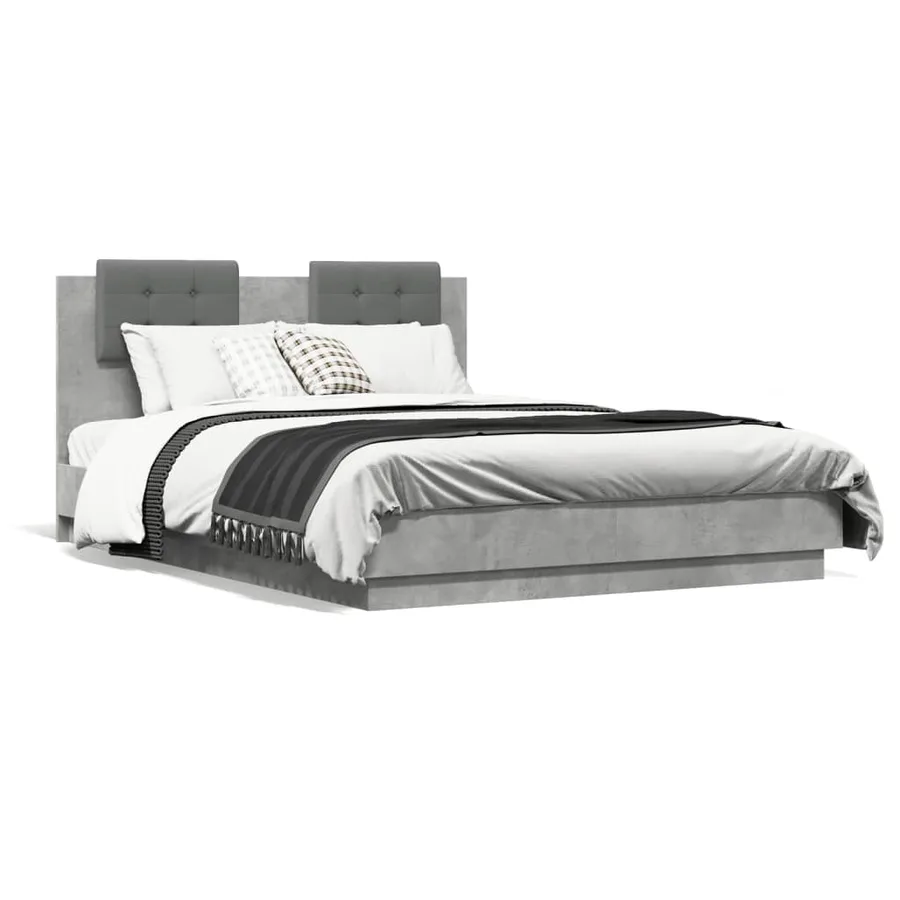 Cadre de lit sans matelas gris béton 135x190 cm - 2