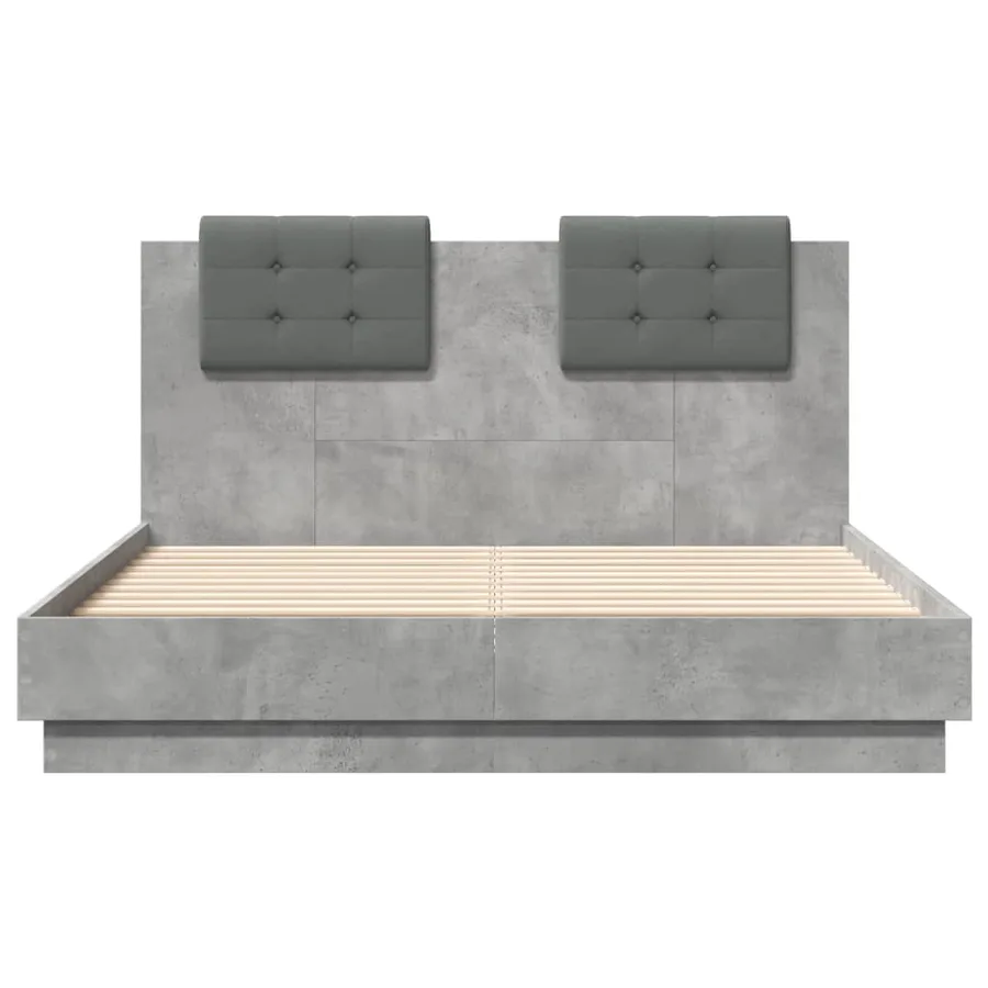 Cadre de lit sans matelas gris béton 135x190 cm - 4