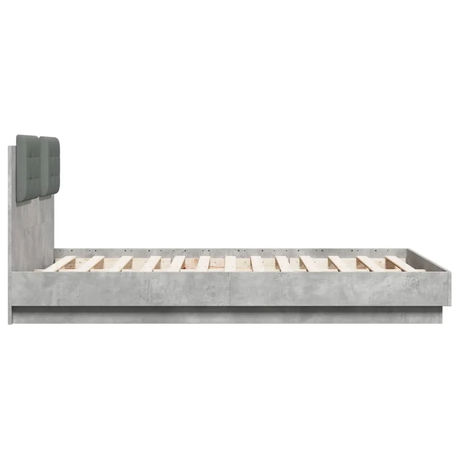 Cadre de lit sans matelas gris béton 135x190 cm - 5