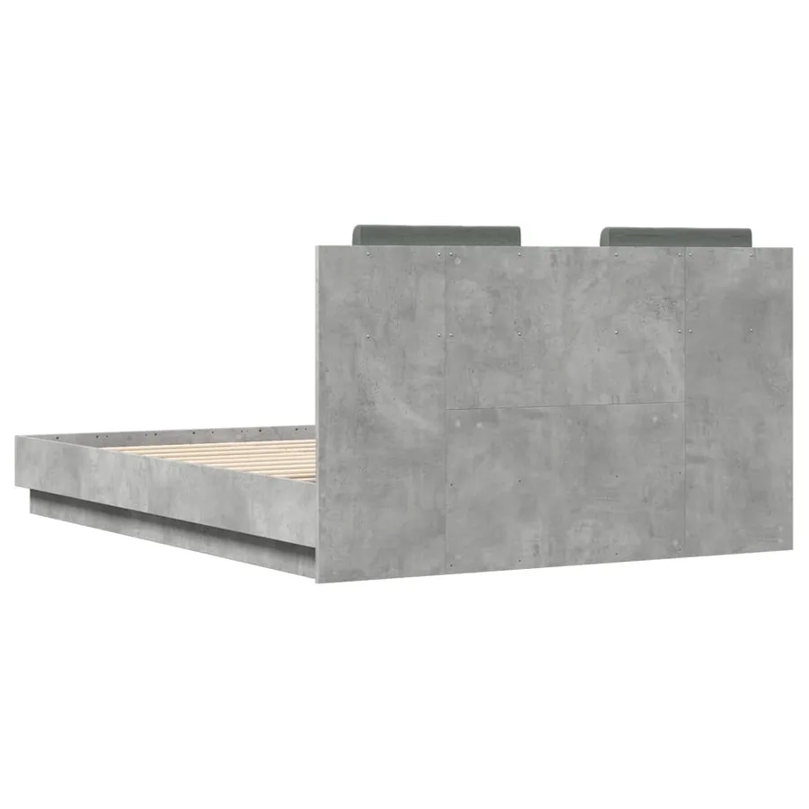 Cadre de lit sans matelas gris béton 135x190 cm - 6