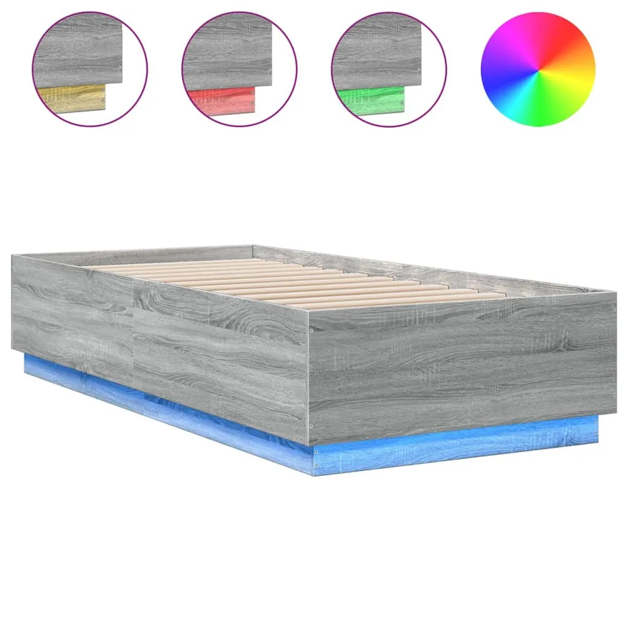 Cadre de lit avec LED sans matelas sonoma gris 100x200 cm - 2