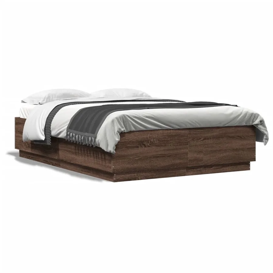 Cadre de lit avec LED sans matelas chêne marron 120x200 cm - 5