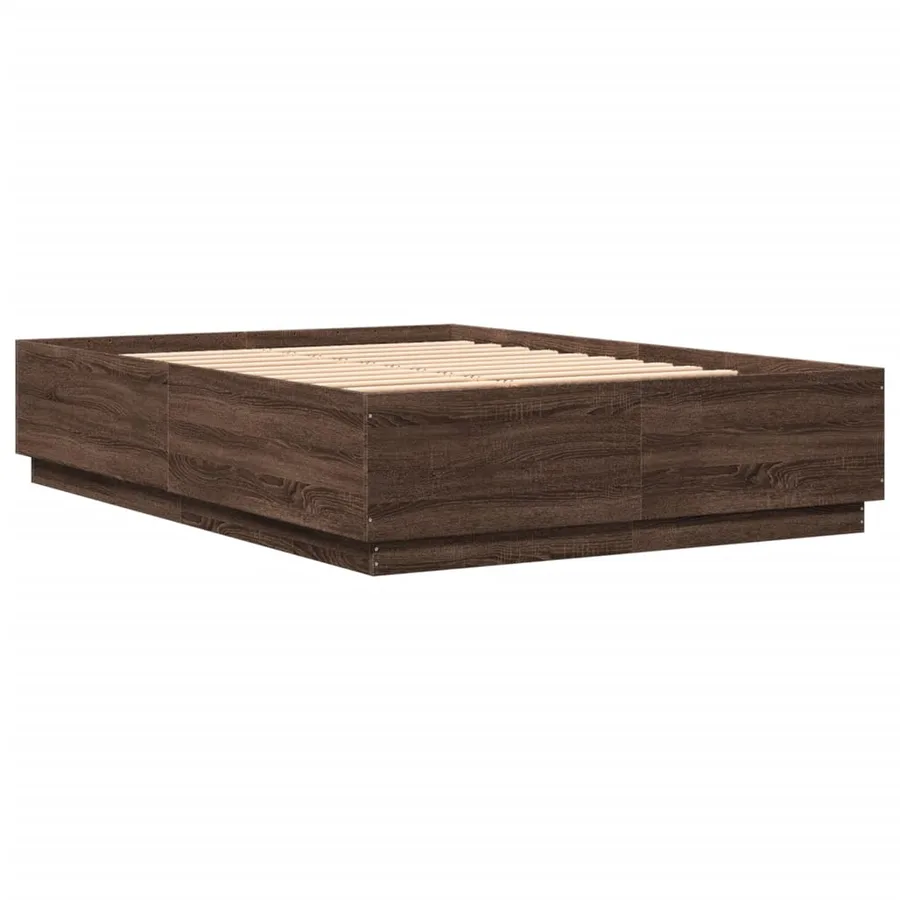 Cadre de lit avec LED sans matelas chêne marron 120x200 cm - 8