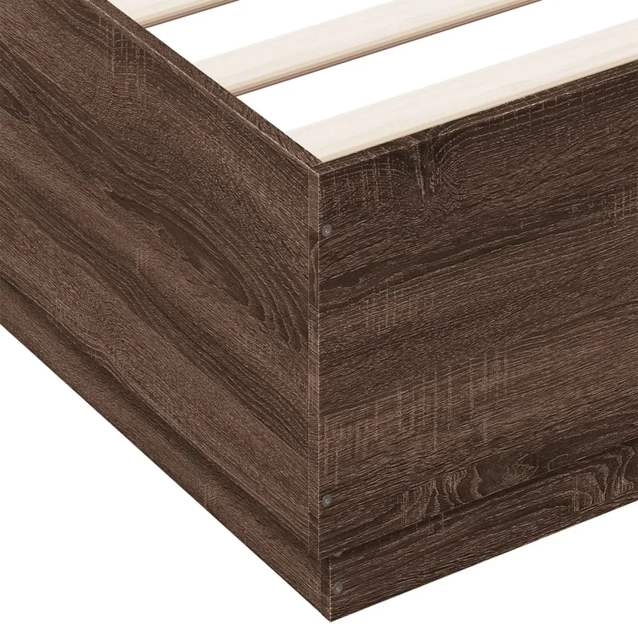 Cadre de lit avec LED sans matelas chêne marron 120x200 cm - 9