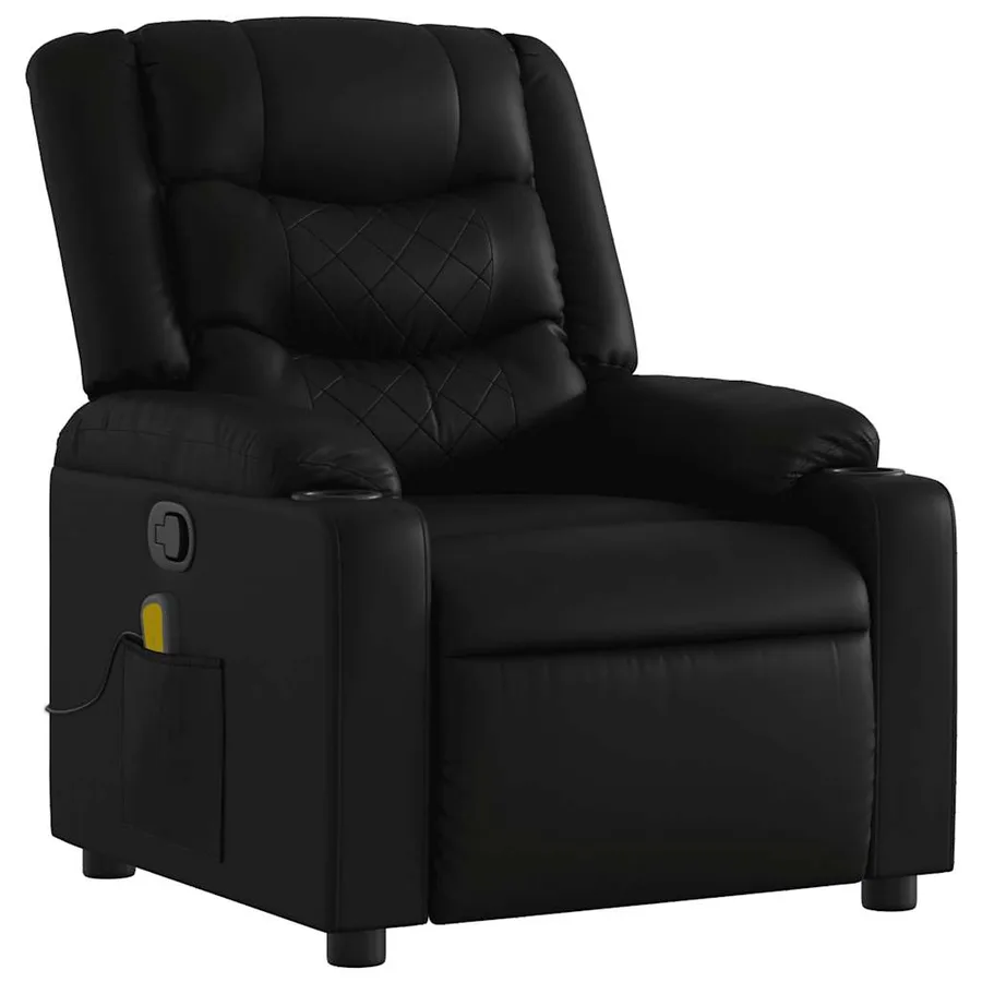 Fauteuil de massage inclinable noir similicuir - 3