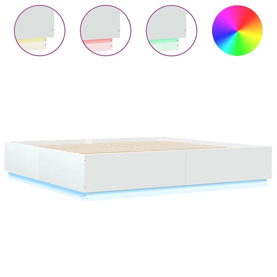 Cadre de lit avec LED sans matelas blanc 200x200 cm - 2