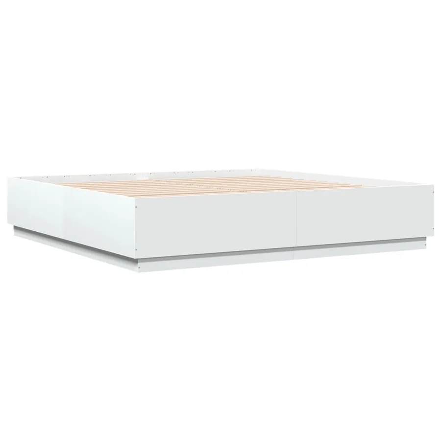 Cadre de lit avec LED sans matelas blanc 200x200 cm - 3