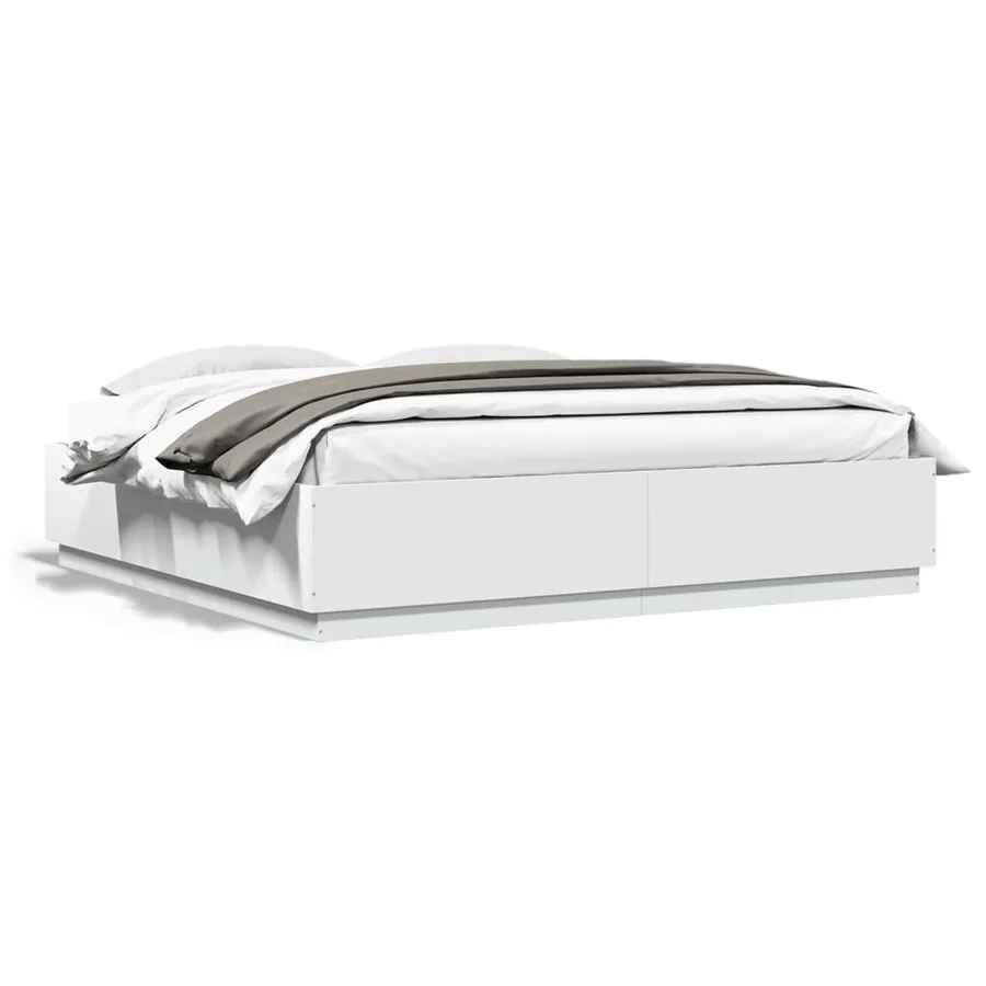 Cadre de lit avec LED sans matelas blanc 200x200 cm - 5