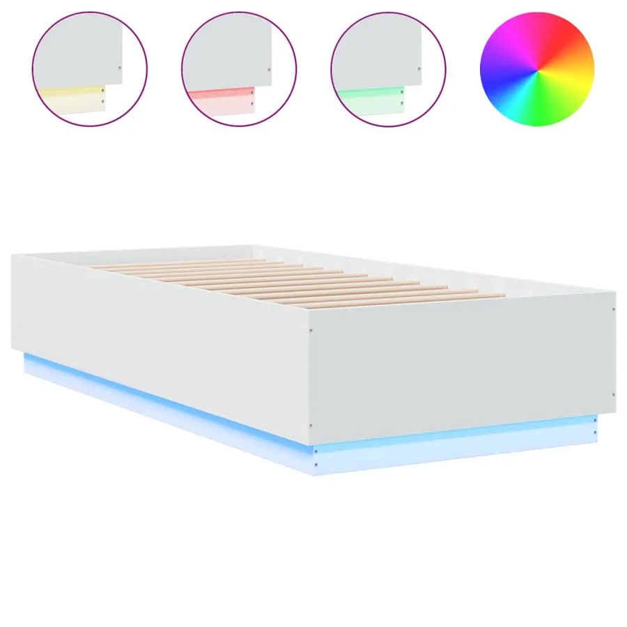 Cadre de lit avec LED sans matelas blanc 90x200 cm - 2
