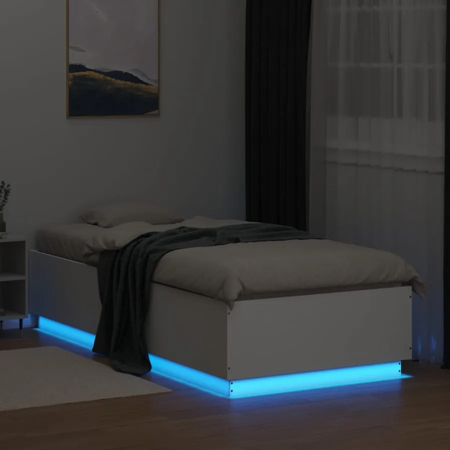 Cadre de lit avec LED sans matelas blanc 90x200 cm - 4