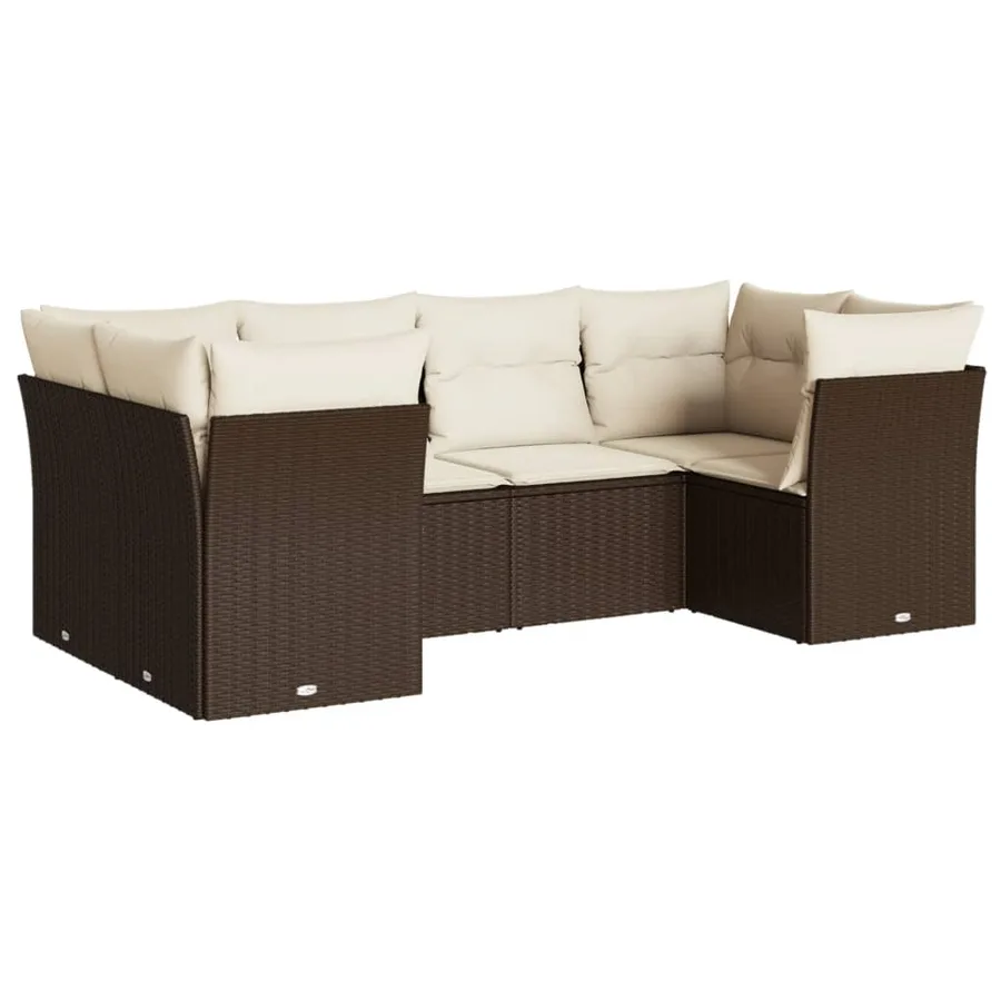 Salon de jardin avec coussins 6 pcs marron résine tressée - 2
