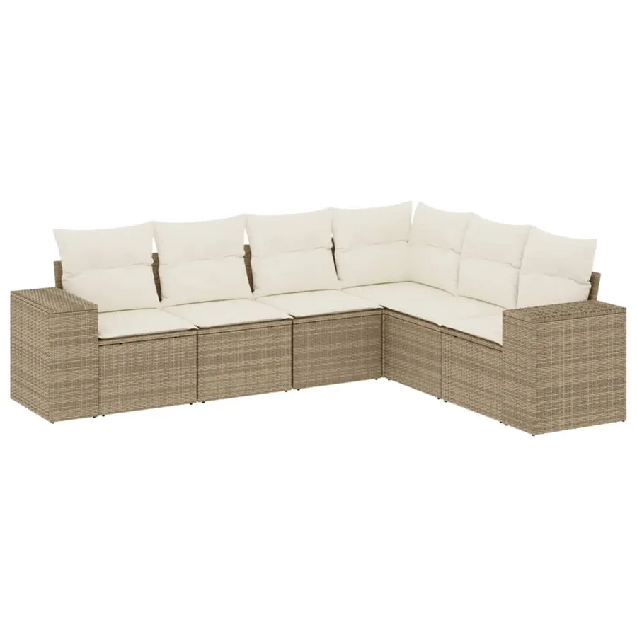 Salon de jardin avec coussins 6 pcs beige résine tressée - 2