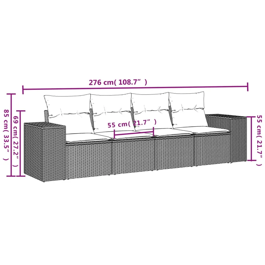 Salon de jardin avec coussins 4 pcs beige résine tressée - 3