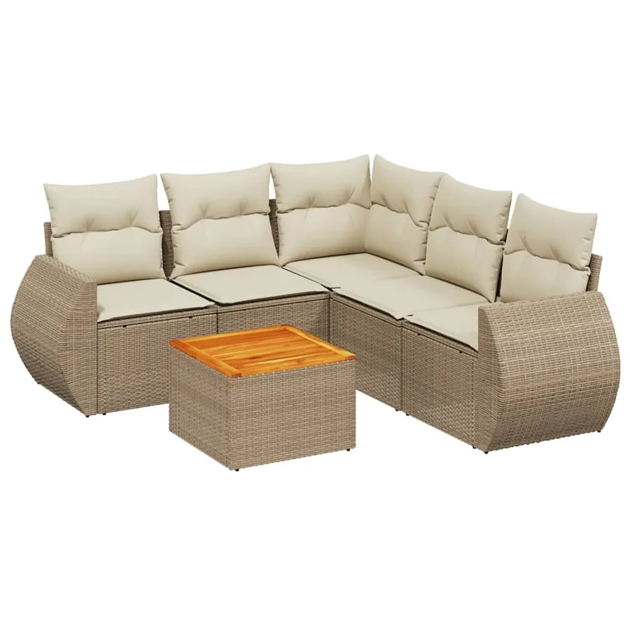 Salon de jardin avec coussins 6 pcs beige résine tressée - 2