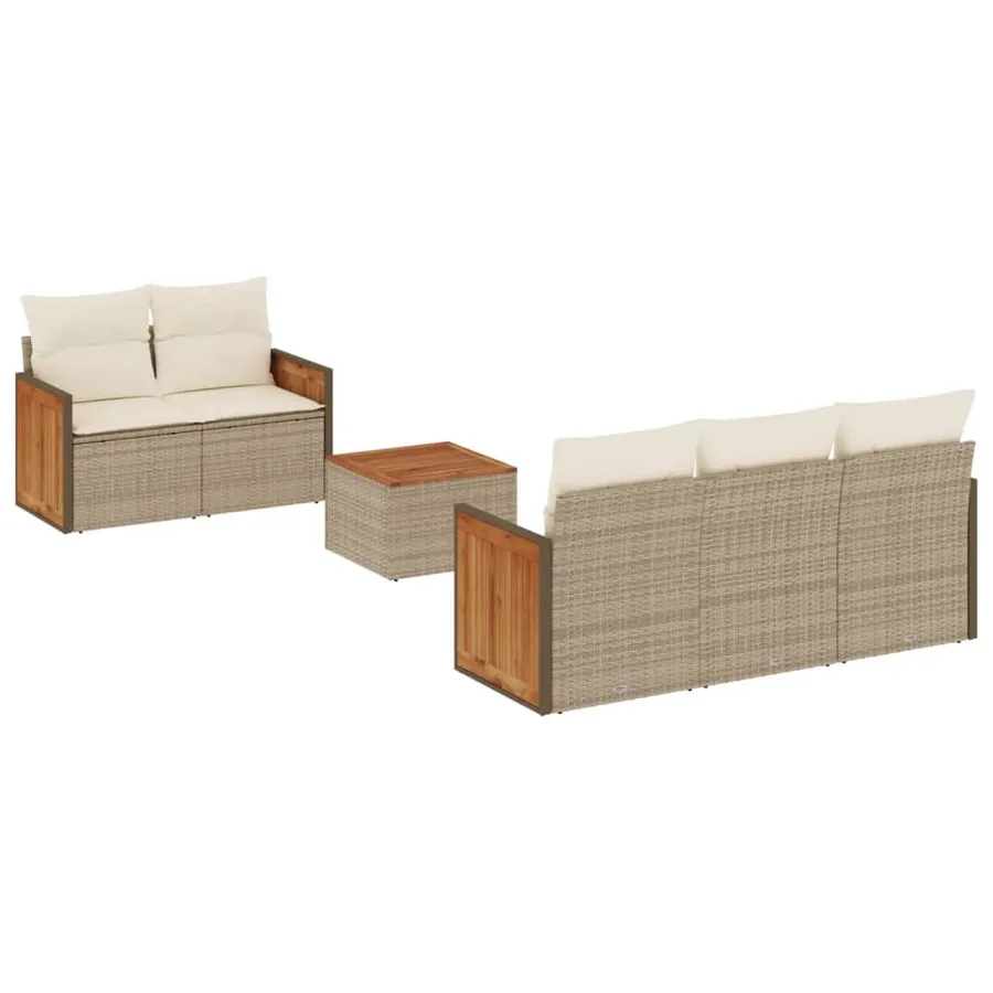 Salon de jardin avec coussins 6 pcs beige résine tressée - 2